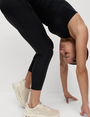 Mid-Rise Elevate Side-Pocket Mesh-Trim 7/8 Leggings