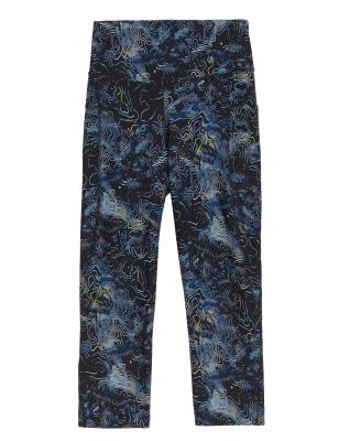 

GOODMOVE Go Train - Leggings de cintura alta estampado para gimnasioWomens - Blue Mix, Blue Mix