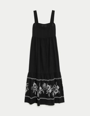 Pure Cotton Embroidered Midaxi Beach Dress