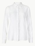 Pure Linen Plain Spread Collar Shirt