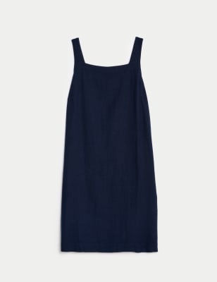 Linen Rich V-Neck Knee Length Shift Dress, M&S Collection