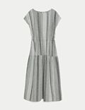Linen Rich Striped Midi Shift Dress