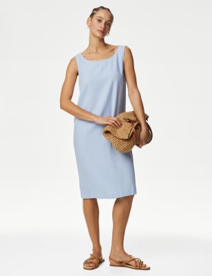 Linen Rich Knee Length Shift Dress