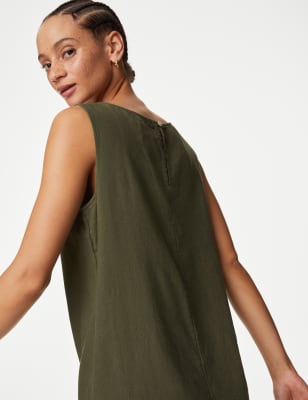 

Womens M&S Collection Knielanges Etuikleid mit hohem Leinenanteil - Hunter Green, Hunter Green