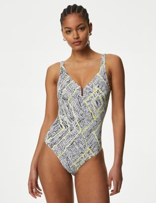 

Womens M&S Collection Tummy Control Printed Padded Swimsuit - Yellow Mix, Yellow Mix