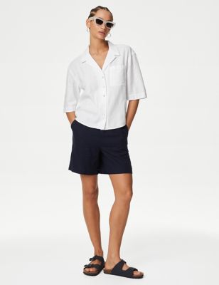 

Womens M&S Collection Linen Rich Collared Relaxed Shirt - White, White