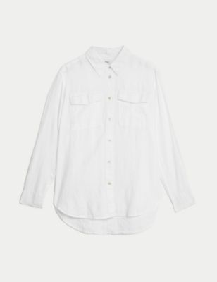 Pure Linen Relaxed Utility Shirt