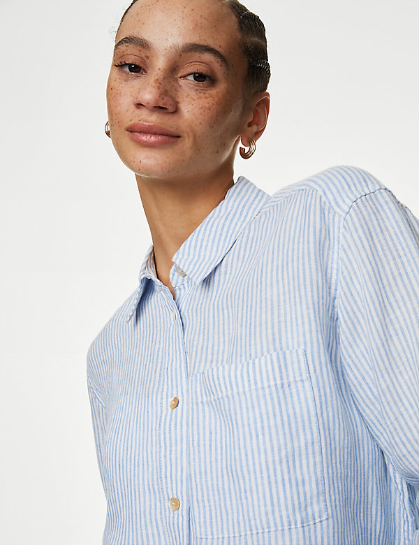 Pure Linen Striped Relaxed Shirt - IL