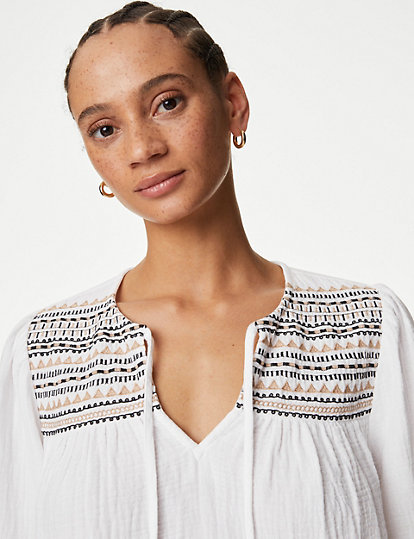 Pure Cotton Embroidered Beach Shirt