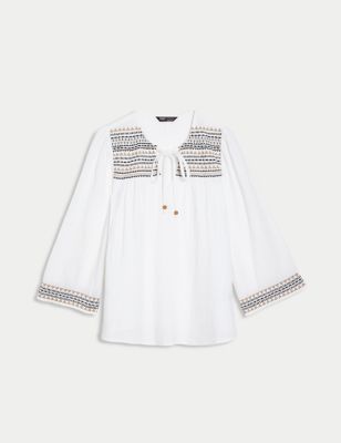 Pure Cotton Embroidered Beach Shirt