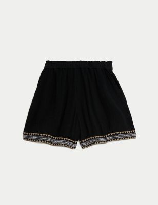 Pure Cotton Embroidered Beach Shorts