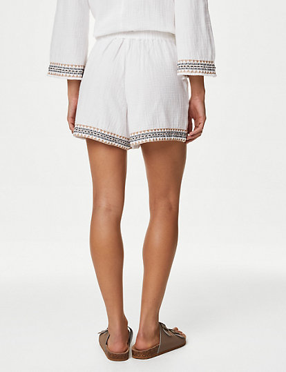 Pure Cotton Embroidered Beach Shorts