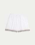 Bestickte Strand-Shorts aus reiner Baumwolle