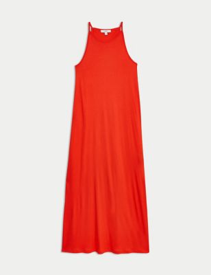 

Womens M&S Collection Jersey Halter Neck Midaxi Beach Dress - Flame, Flame