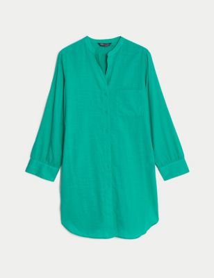 

Womens M&S Collection Pure Cotton Round Neck Longline Beach Shirt - Emerald, Emerald