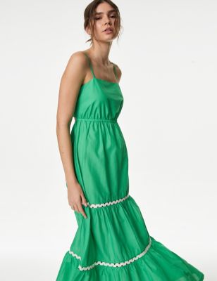 

Womens M&S Collection Pure Cotton Square Neck Midi Beach Dress - Medium Green, Medium Green