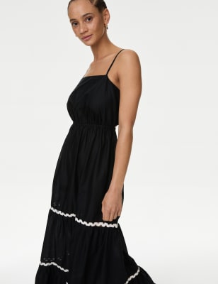 Pure Cotton Square Neck Midi Beach Dress