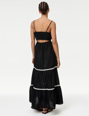 Pure Cotton Square Neck Midi Beach Dress
