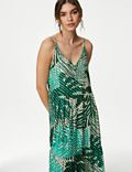 Printed V-Neck Midaxi Beach Dress