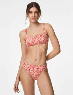 Parte de abajo de bikini de corte alto estampado - US