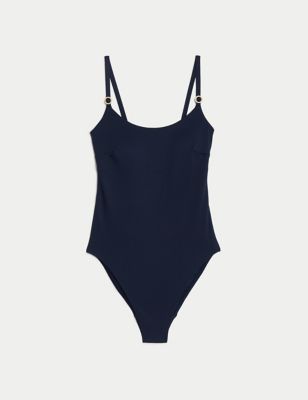 Padded Ring Detail Scoop Neck Swimsuit