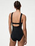 Padded Panelled Zip Detail Sports Swimsuit