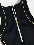 Padded Panelled Zip Detail Sports Swimsuit