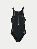Panelled High Neck Sports Swimsuit