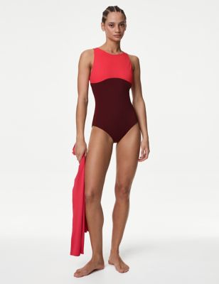 Buy Marks & Spencer Tummy Control Ribbed Padded V-Neck Swimsuit  T528969BLACK (L) at