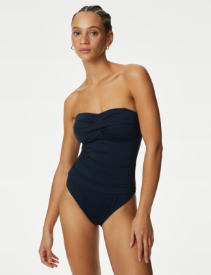 Bauchkaschierendes Tankini-Oberteil im Plunge-Stil mit Muster