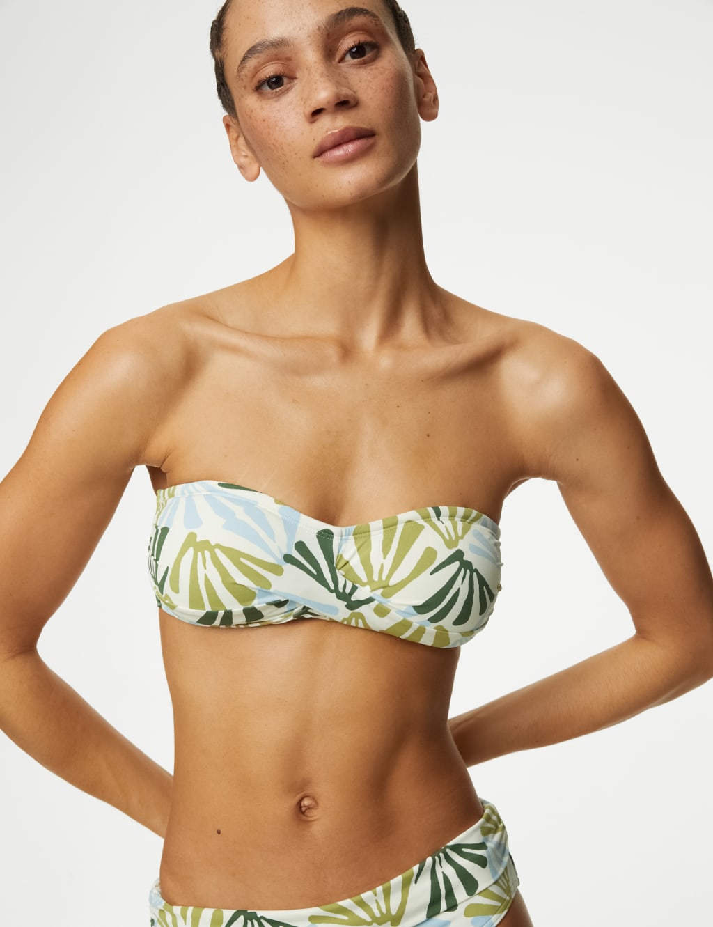 Buy Green/Purple Floral Padded Bandeau Top Printed Bikini from