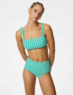 Printed Padded Scoop Neck Bikini Top, M&S Collection