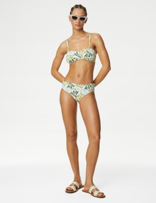 Printed Swim Micro Scoop Bandeau Top in Yellow Fruit Print