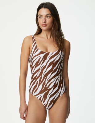 Printed Scoop Neck Swimsuit