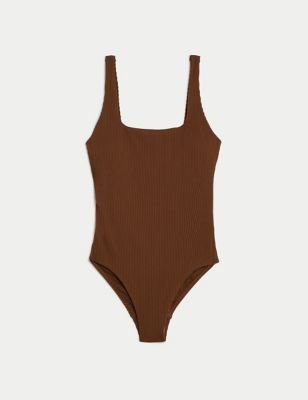Textured Scoop Neck Swimsuit