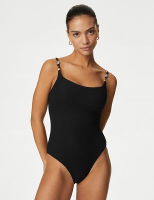 

Womens M&S Collection Textured Scoop Neck Swimsuit - Black, Black