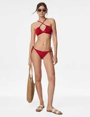 M&S Womens Cut Out Halterneck Bikini Top - 16 - Ruby Red, Ruby Red