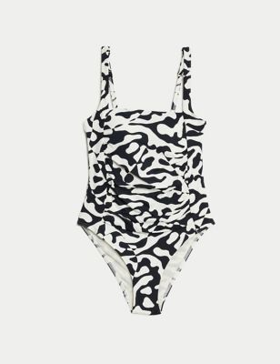 Marks & Spencer Tummy Control Padded Ruched Plunge Swimsuit T528987BLACK  (M) : : Fashion