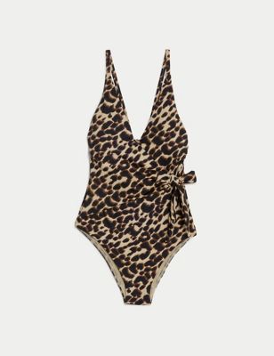 Tummy Control Printed Wrap Swimsuit