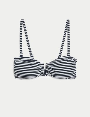 Striped Padded U-Wire Bandeau Bikini Top