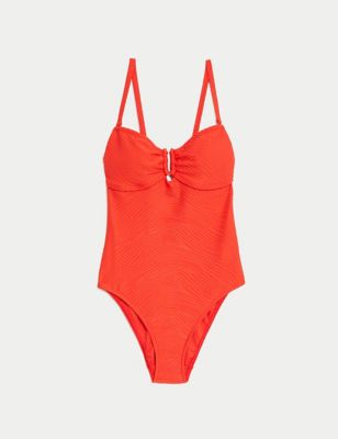 Tummy Control Textured Bandeau Swimsuit