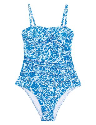 

Womens M&S Collection Tummy Control Printed Bandeau Swimsuit - Blue Mix, Blue Mix
