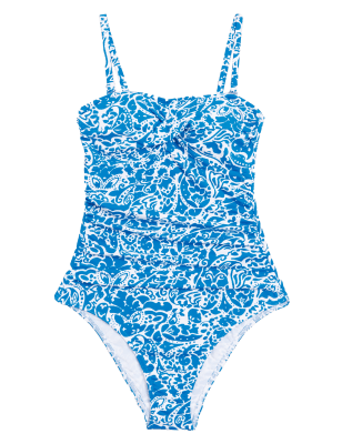 

Womens M&S Collection Tummy Control Printed Bandeau Swimsuit - Blue Mix, Blue Mix