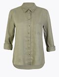 Pure Linen Button Detail Long Sleeve Shirt