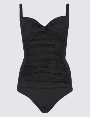 Secret Slimming™ Twist Front Ruched Plunge Swimsuit | M&S Collection | M&S