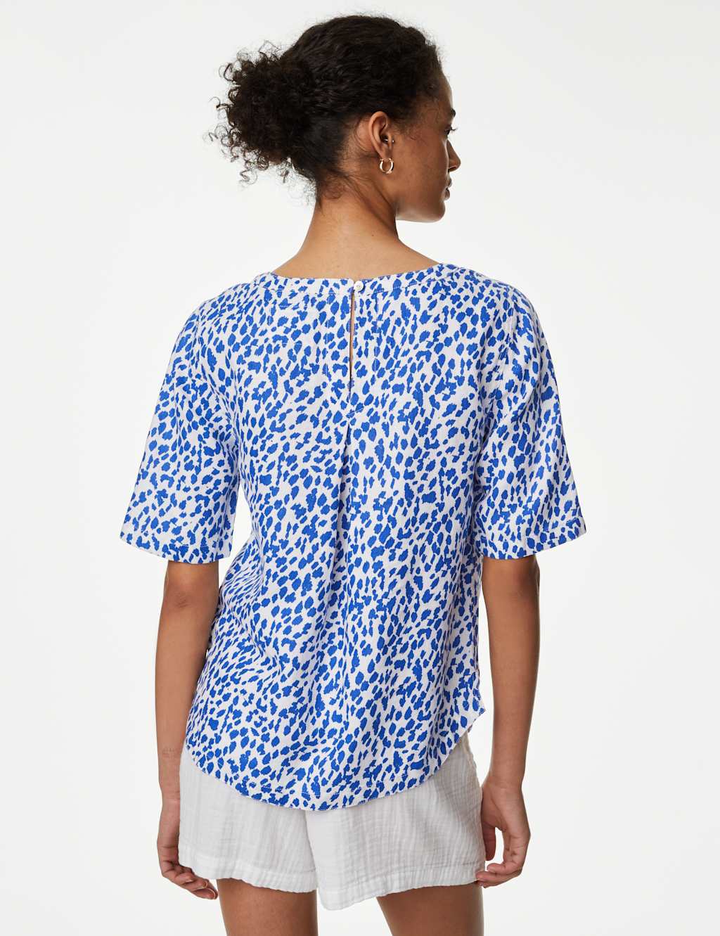 Pure Linen Printed Round Neck T-Shirt image 4