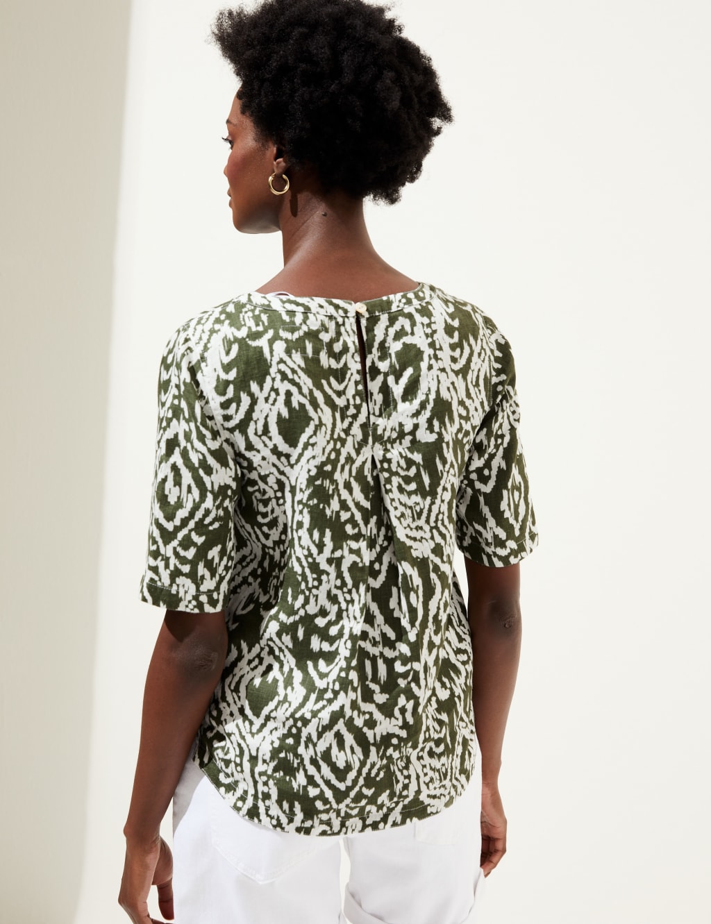 Pure Linen Printed Round Neck T-Shirt image 4
