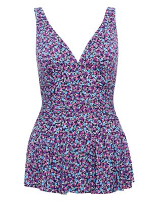 Ditsy Floral Ruched Skirted Swimsuit | M&S Collection | M&S
