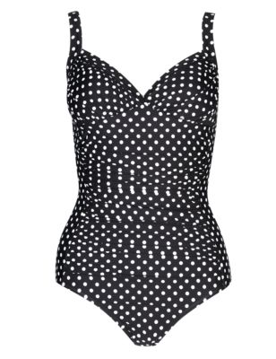 Longer Length Ruched Spotted Swimsuit | M&S Collection | M&S