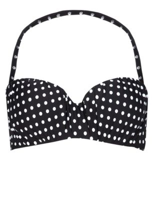 Spotted Underwired Bandeau Bikini Top | M&S Collection | M&S